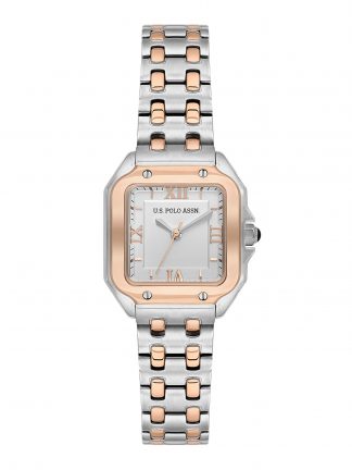 ساعت مچی زنانه صورتی طلایی یو اس پولو