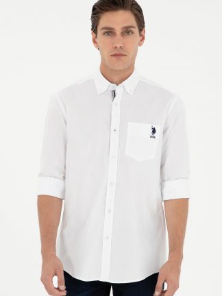 پیراهن مردانه سفید یو اس پولو