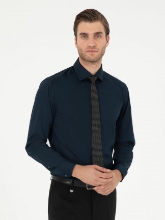 پیراهن رسمی مردانه سرمه ای پیرکاردین