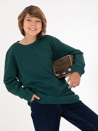 سویشرت پسرانه سبز تیره یو اس پولو