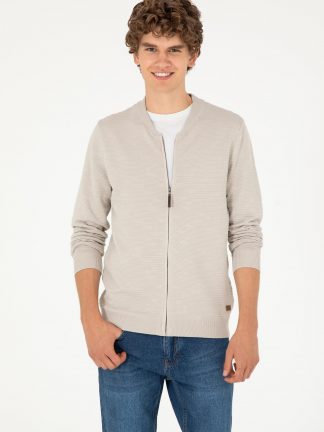 ژاکت مردانه طوسی ملانژ یو اس پولو