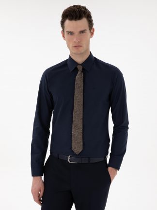 پیراهن رسمی مردانه سرمه ای پیرکاردین