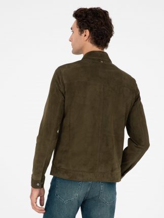 کت چرمی مردانه خاکی روشن کاشارل