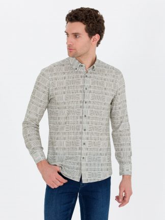 پیراهن مردانه خاکی روشن کاشارل