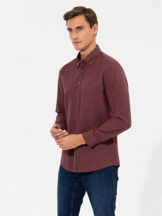 پیراهن مردانه زرشکی کاشارل