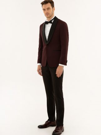 کت و شلوار مردانه زرشکی کاشارل