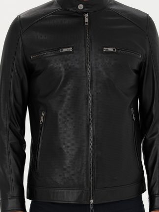 کت چرمی مردانه مشکی کاشارل