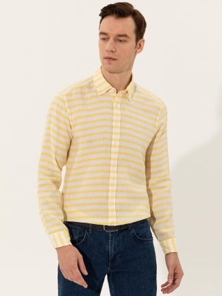 پیراهن مردانه زرد کاشارل