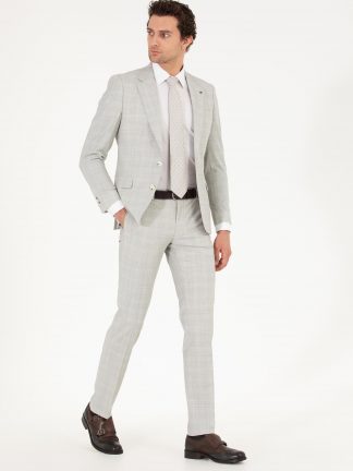 کت و شلوار مردانه طوسی کاشارل