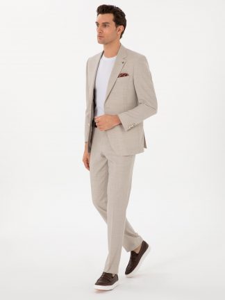 کت و شلوار مردانه بژ کاشارل