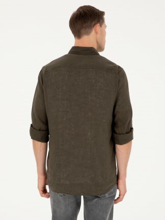 پیراهن مردانه خاکی تیره کاشارل