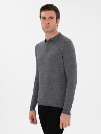 پلیور مردانه خاکی ملانژ کاشارل