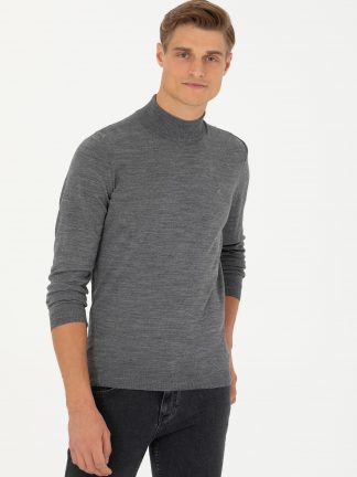 پلیور مردانه خاکی ملانژ کاشارل