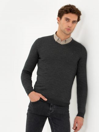 پلیور مردانه خاکستری تیره کاشارل