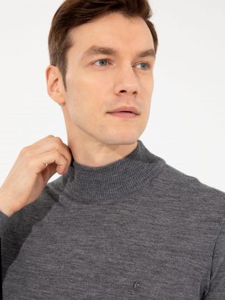 پلیور مردانه خاکی ملانژ کاشارل