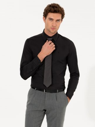 پیراهن رسمی مردانه مشکی کاشارل