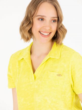 تیشرت زنانه زرد روشن یو اس پولو