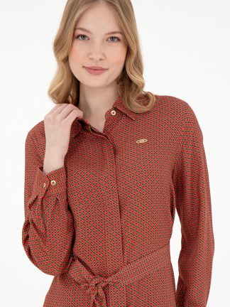 پیراهن و لباس مجلسی زنانه خاکی روشن یو اس پولو