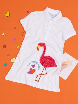 پیراهن دخترانه سفید یو اس پولو