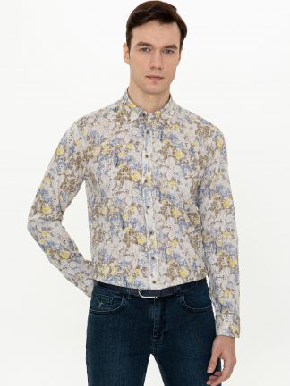 پیراهن مردانه قهوه ای روشن کاشارل