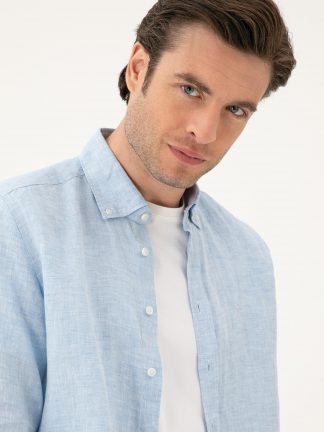 پیراهن مردانه آبی کاشارل