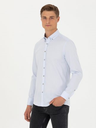 پیراهن مردانه آبی روشن کاشارل