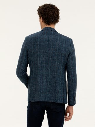 کت مردانه آبی نفتی کاشارل