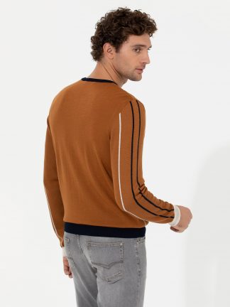 پلیور مردانه قهوه ای روشن کاشارل