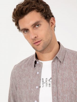 پیراهن مردانه زرشکی کاشارل