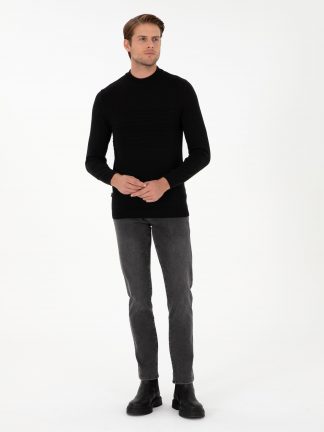 شلوار جین راسته مردانه خاکستری تیره پیرکاردین