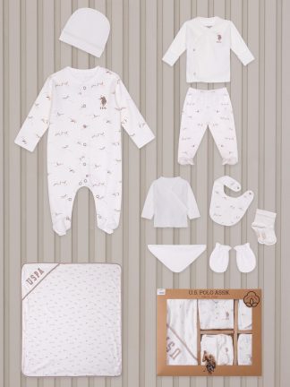 ست لباس نوزاد پسر کرم یو اس پولو