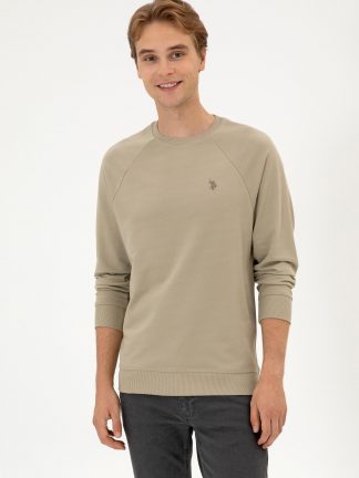 سویشرت مردانه خاکی روشن یو اس پولو