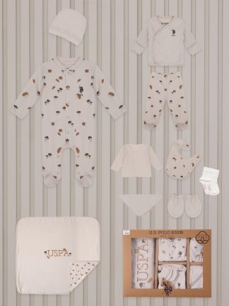 ست لباس نوزاد پسر کرم یو اس پولو