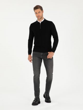 شلوار جین جذب مردانه خاکستری تیره پیرکاردین