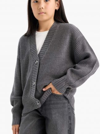 ژاکت دخترانه خاکستری تیره دفکتو