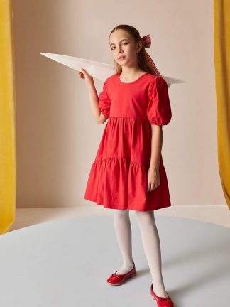 پیراهن دخترانه قرمز دفکتو