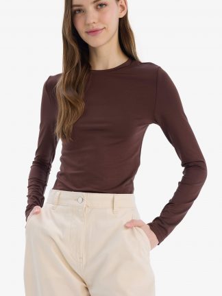 تیشرت زنانه قهوه ای دفکتو