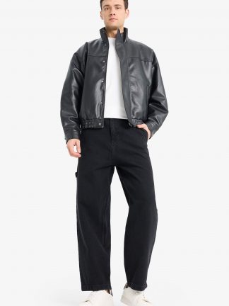 کت چرمی مردانه مشکی دفکتو