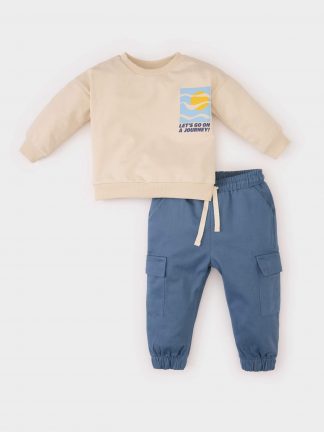 ست لباس نوزادی پسرانه بژ دفکتو