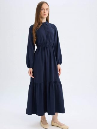 پیراهن زنانه سرمه ای دفکتو