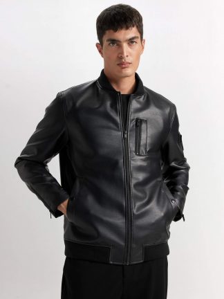 کت چرمی مردانه مشکی دفکتو