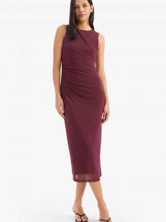 پیراهن زنانه زرشکی دفکتو