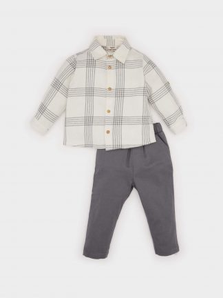 ست لباس نوزادی پسرانه خاکستری دفکتو