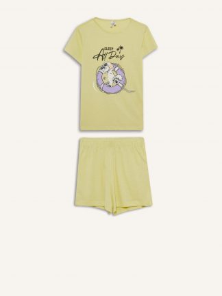 لباس راحتی دخترانه زرد روشن دفکتو