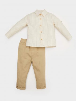 ست لباس نوزادی پسرانه بژ دفکتو