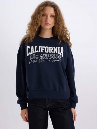 سویشرت زنانه سرمه ای دفکتو