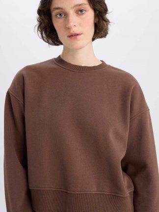 سویشرت زنانه قهوه ای دفکتو