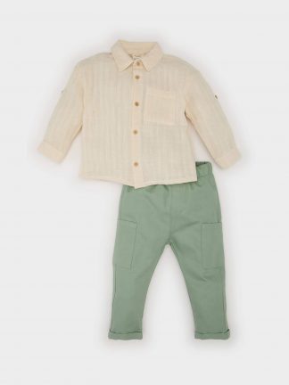 ست لباس نوزادی پسرانه بژ دفکتو