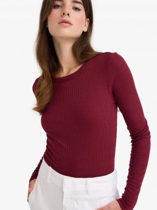 تیشرت زنانه زرشکی دفکتو