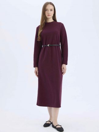 پیراهن زنانه زرشکی دفکتو